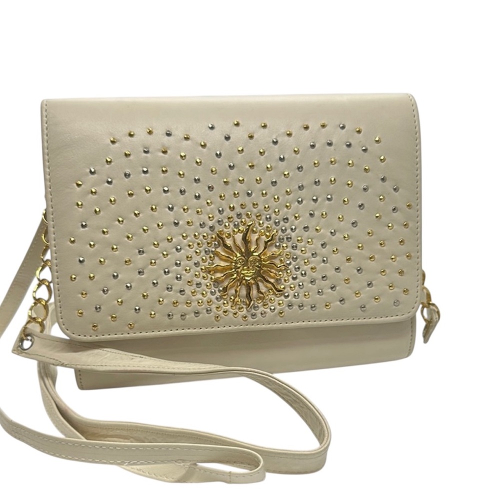 MANOLUCCI Elegant Cream Studded Crossbody Bag